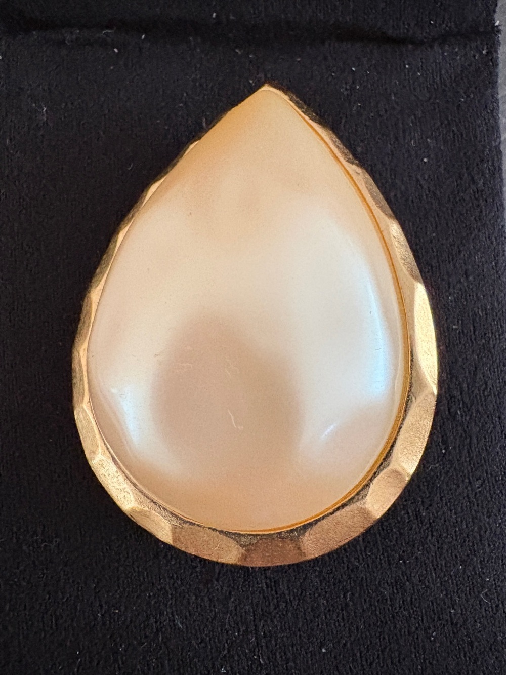 Yves Saint Laurent Pin/Brooch Vintage Gold Tone with Cream Teardrop Cabochon